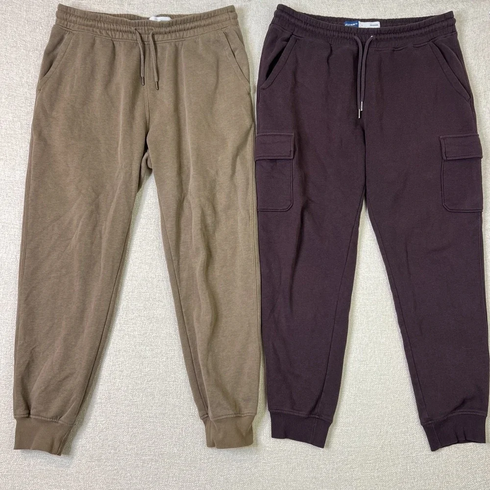 Old Navy Joggers Bundle Brown Purple Men's Sweatpants Size Large Lot of 2